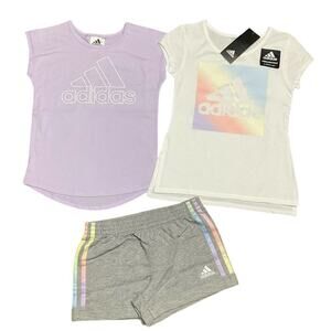 adidas Girl’s Activewear Shirts Shorts Set Purple Size 4T NWT